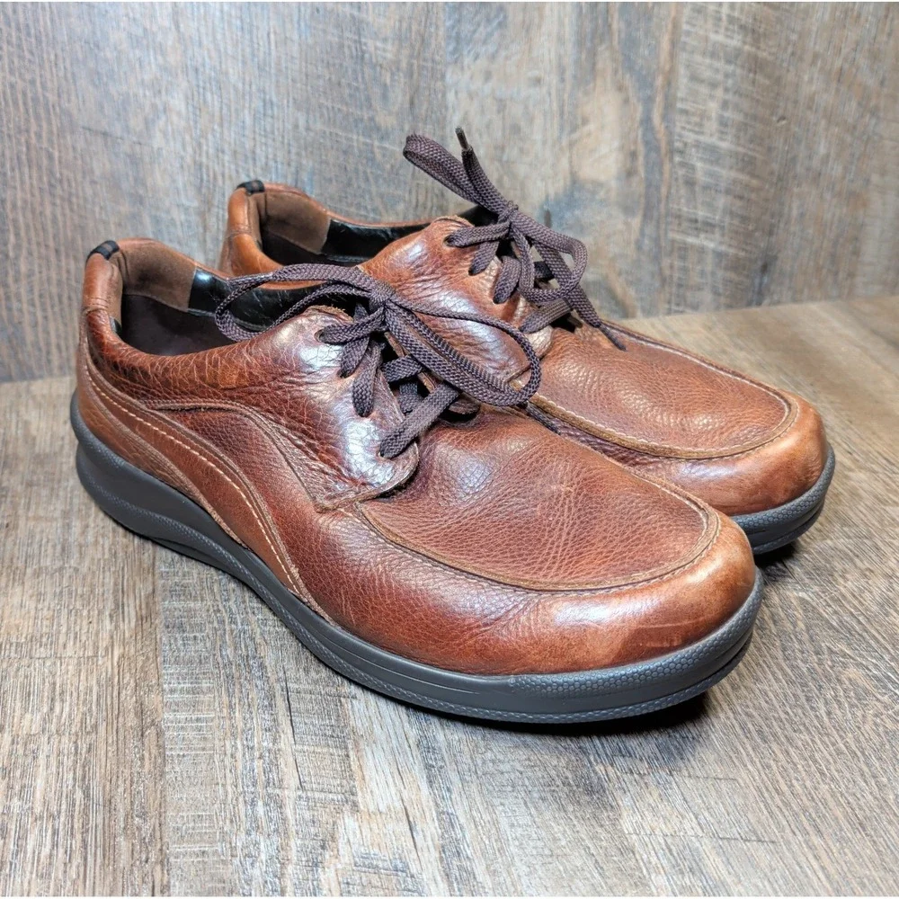 SAS Move On Leather Walking Comfort Shoes Brown Moc Toe Mens US 12 W Made in USA